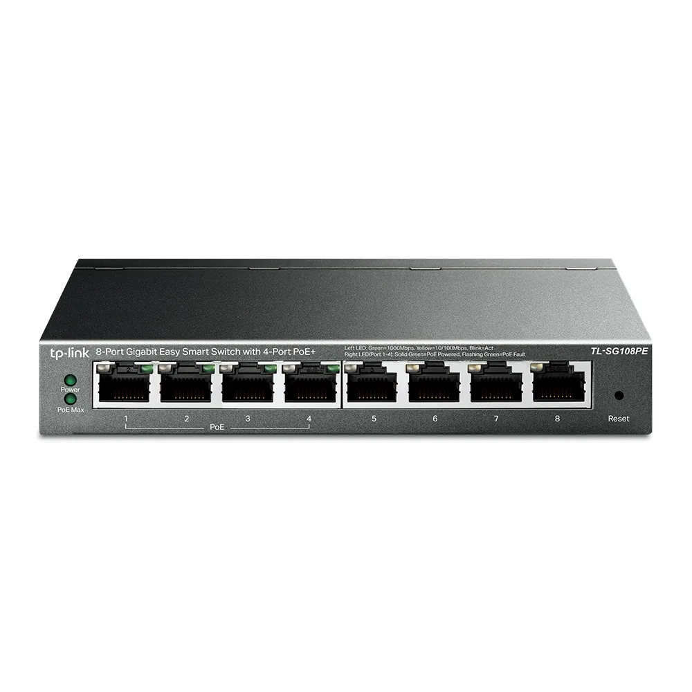 مفتاح شبكة TP-Link TL-SG108PE 8 منافذ جيجابت مع 4 منافذ PoE+